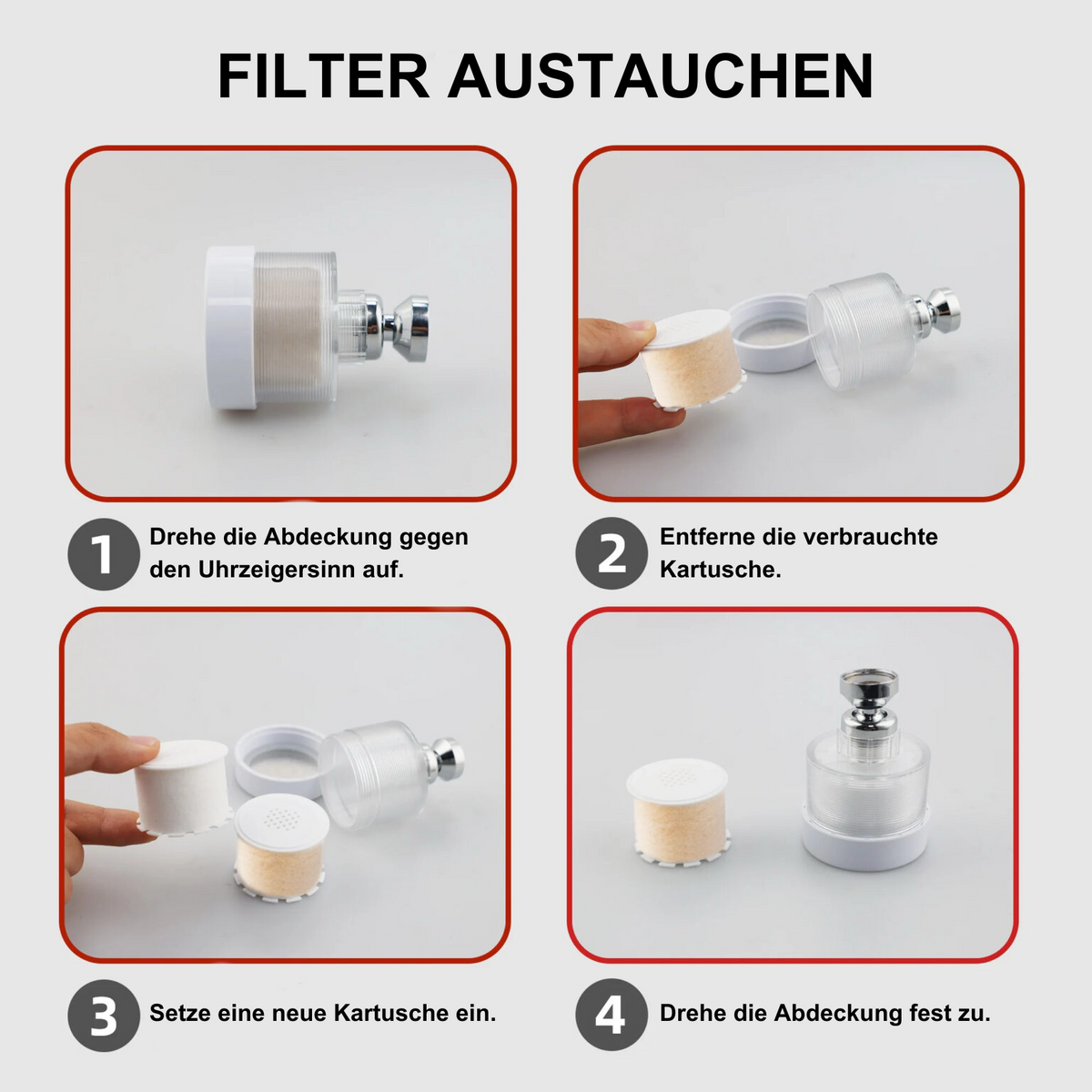 Anleitung in vier Schritten: Kartusche des Wasserhahnfilters austauschen